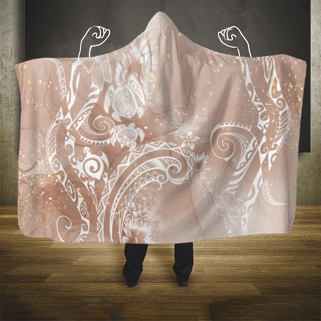 Aloha Hawaii Turtles Floral Hooded Blanket Taupe Marbles Glaze