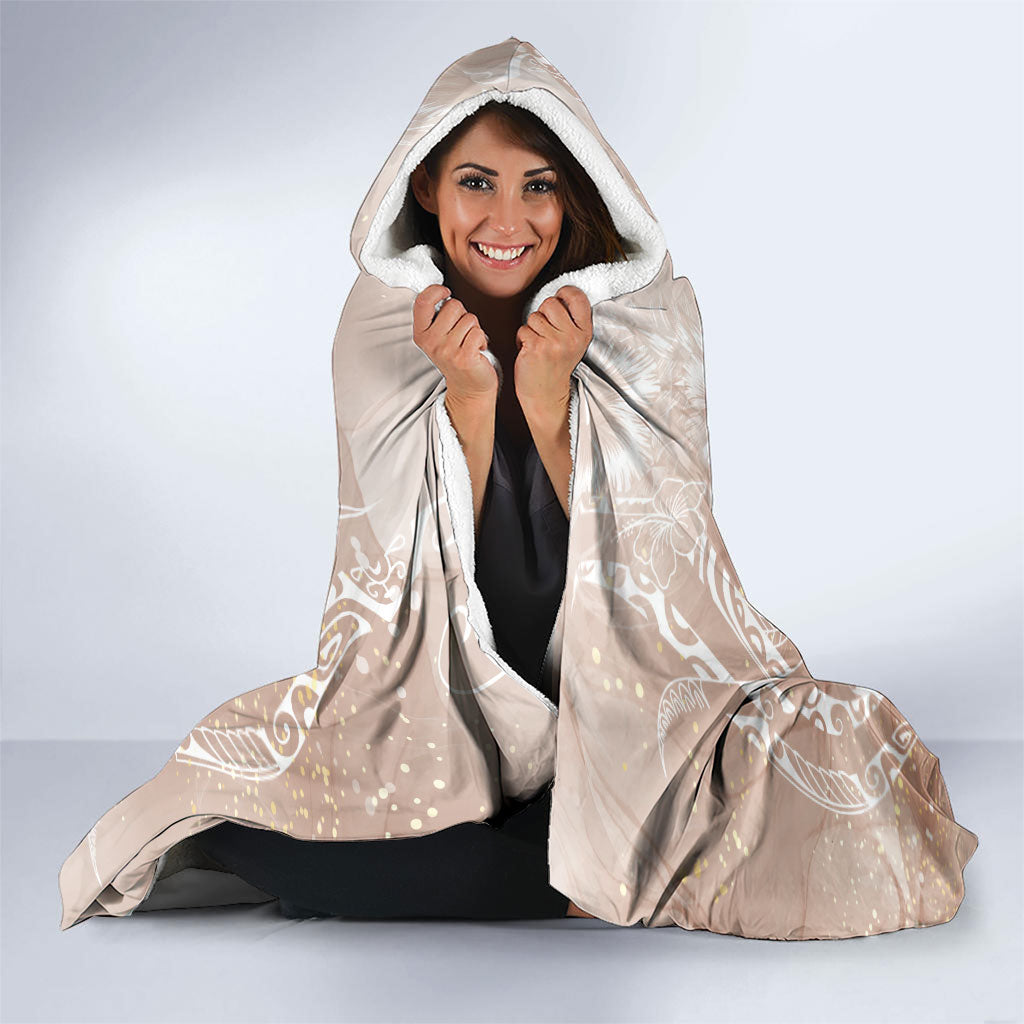 Aloha Hawaii Turtles Floral Hooded Blanket Taupe Marbles Glaze