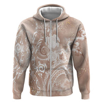 Aloha Hawaii Turtles Floral Hoodie Taupe Marbles Glaze