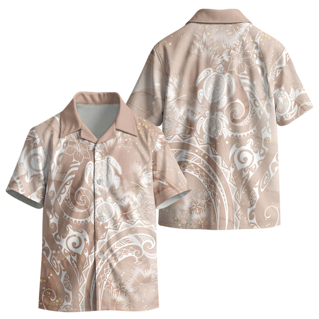 Aloha Hawaii Turtles Floral Kid Hawaiian Shirt Taupe Marbles Glaze LT7 - Polynesian Pride
