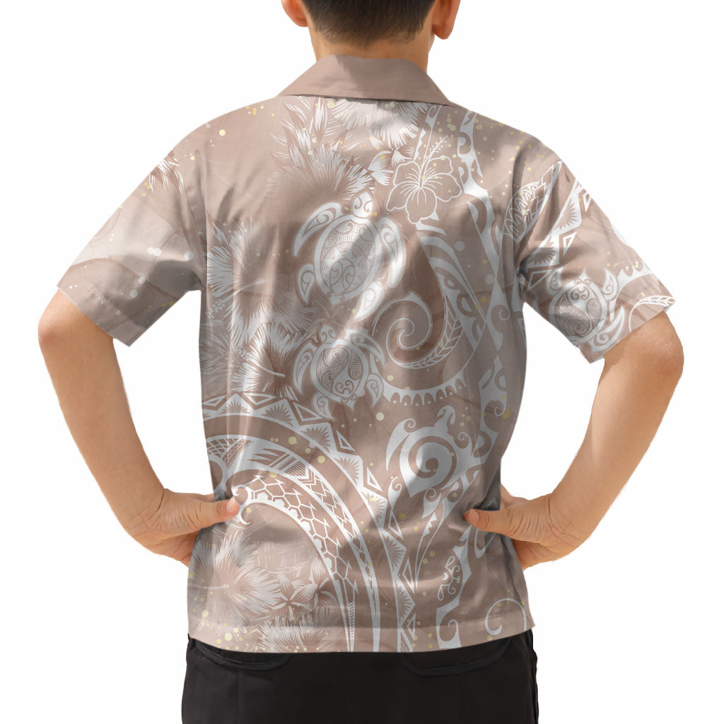 Aloha Hawaii Turtles Floral Kid Hawaiian Shirt Taupe Marbles Glaze LT7 - Polynesian Pride