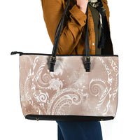 Aloha Hawaii Turtles Floral Leather Tote Bag Taupe Marbles Glaze