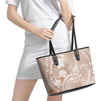 Aloha Hawaii Turtles Floral Leather Tote Bag Taupe Marbles Glaze