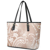 Aloha Hawaii Turtles Floral Leather Tote Bag Taupe Marbles Glaze