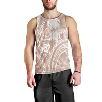 Aloha Hawaii Turtles Floral Men Tank Top Taupe Marbles Glaze