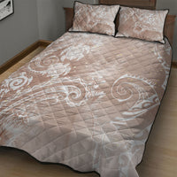 Aloha Hawaii Turtles Floral Quilt Bed Set Taupe Marbles Glaze