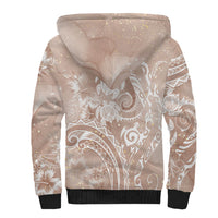 Aloha Hawaii Turtles Floral Sherpa Hoodie Taupe Marbles Glaze