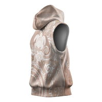 Aloha Hawaii Turtles Floral Sleeveless Hoodie Taupe Marbles Glaze