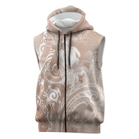Aloha Hawaii Turtles Floral Sleeveless Zip Hoodie Taupe Marbles Glaze