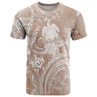 Aloha Hawaii Turtles Floral T Shirt Taupe Marbles Glaze