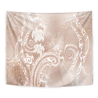 Aloha Hawaii Turtles Floral Tapestry Taupe Marbles Glaze