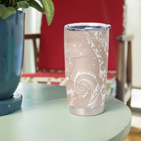 Aloha Hawaii Turtles Floral Tumbler Cup Taupe Marbles Glaze