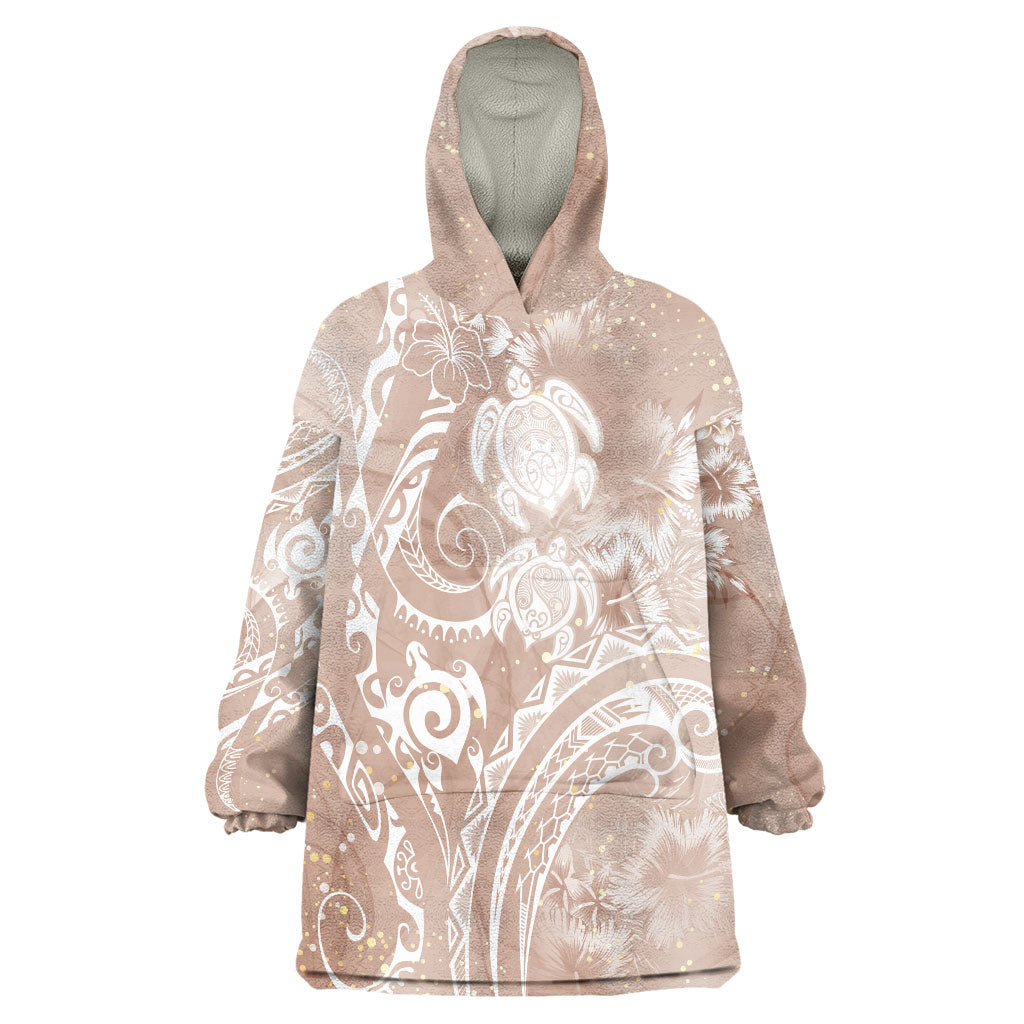 Aloha Hawaii Turtles Floral Wearable Blanket Hoodie Taupe Marbles Glaze