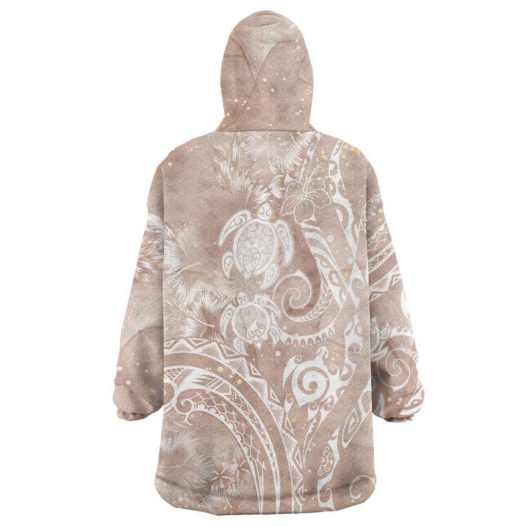 Aloha Hawaii Turtles Floral Wearable Blanket Hoodie Taupe Marbles Glaze