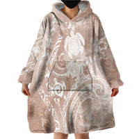 Aloha Hawaii Turtles Floral Wearable Blanket Hoodie Taupe Marbles Glaze