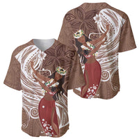 Tahiti Islands Polynesian Plumeria Baseball Jersey Tahitian Vahine 'Ote'a - Beige