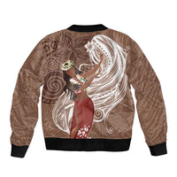 Tahiti Islands Polynesian Plumeria Bomber Jacket Tahitian Vahine 'Ote'a - Beige LT7 - Polynesian Pride