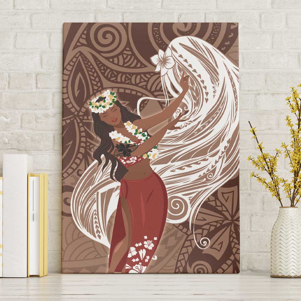 Tahiti Islands Polynesian Plumeria Canvas Wall Art Tahitian Vahine 'Ote'a - Beige LT7 Without Frame Beige - Polynesian Pride