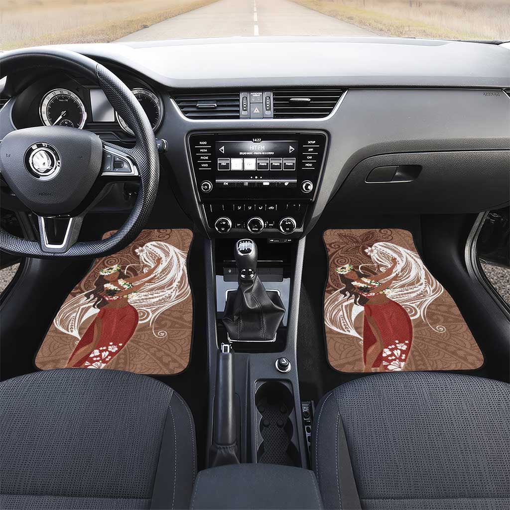 Tahiti Islands Polynesian Plumeria Car Mats Tahitian Vahine 'Ote'a - Beige