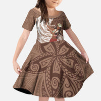 Tahiti Islands Polynesian Plumeria Family Matching Mermaid Dress and Hawaiian Shirt Tahitian Vahine 'Ote'a - Beige LT7 Daughter's Dress Beige - Polynesian Pride