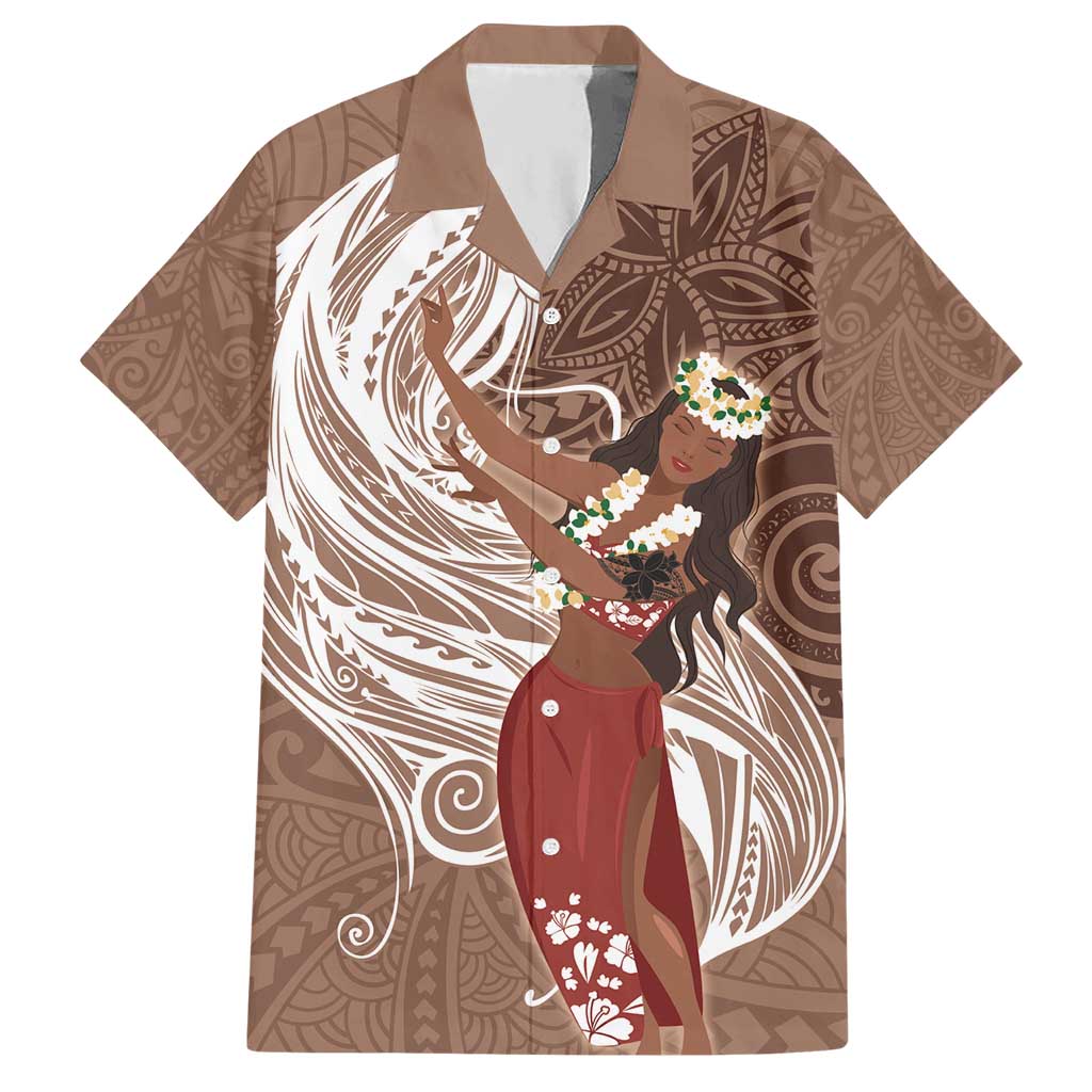Tahiti Islands Polynesian Plumeria Hawaiian Shirt Tahitian Vahine 'Ote'a - Beige LT7 Beige - Polynesian Pride