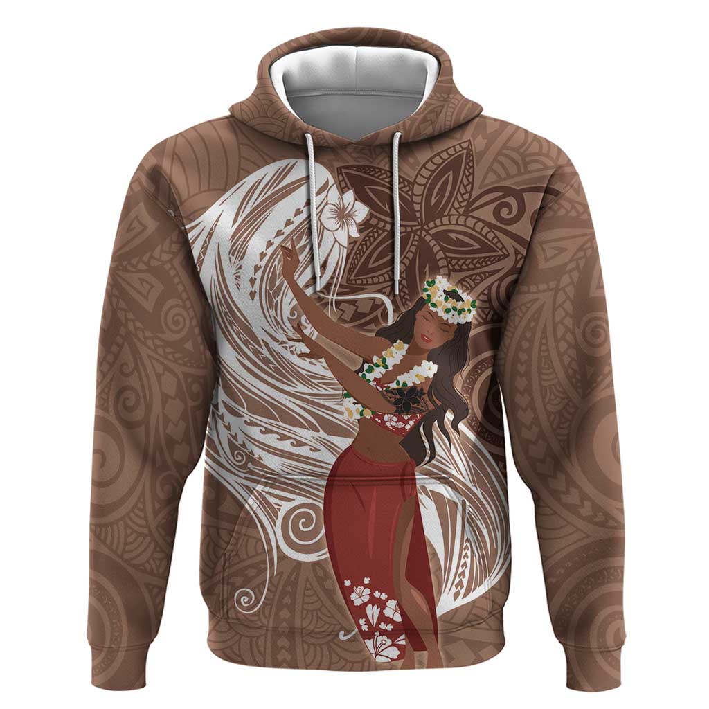 Tahiti Islands Polynesian Plumeria Zip Hoodie Tahitian Vahine 'Ote'a - Beige