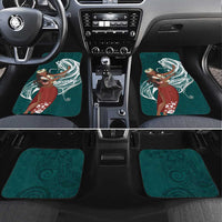 Tahiti Islands Polynesian Plumeria Car Mats Tahitian Vahine 'Ote'a - Teal