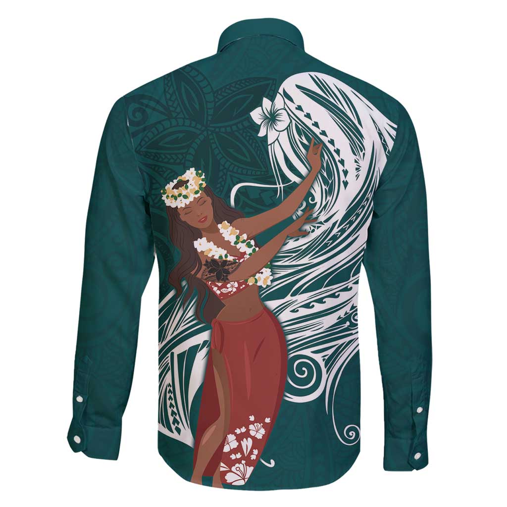 Tahiti Islands Polynesian Plumeria Family Matching Mermaid Dress and Hawaiian Shirt Tahitian Vahine 'Ote'a - Teal LT7 - Polynesian Pride