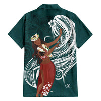 Tahiti Islands Polynesian Plumeria Family Matching Off The Shoulder Long Sleeve Dress and Hawaiian Shirt Tahitian Vahine 'Ote'a - Teal LT7 - Polynesian Pride