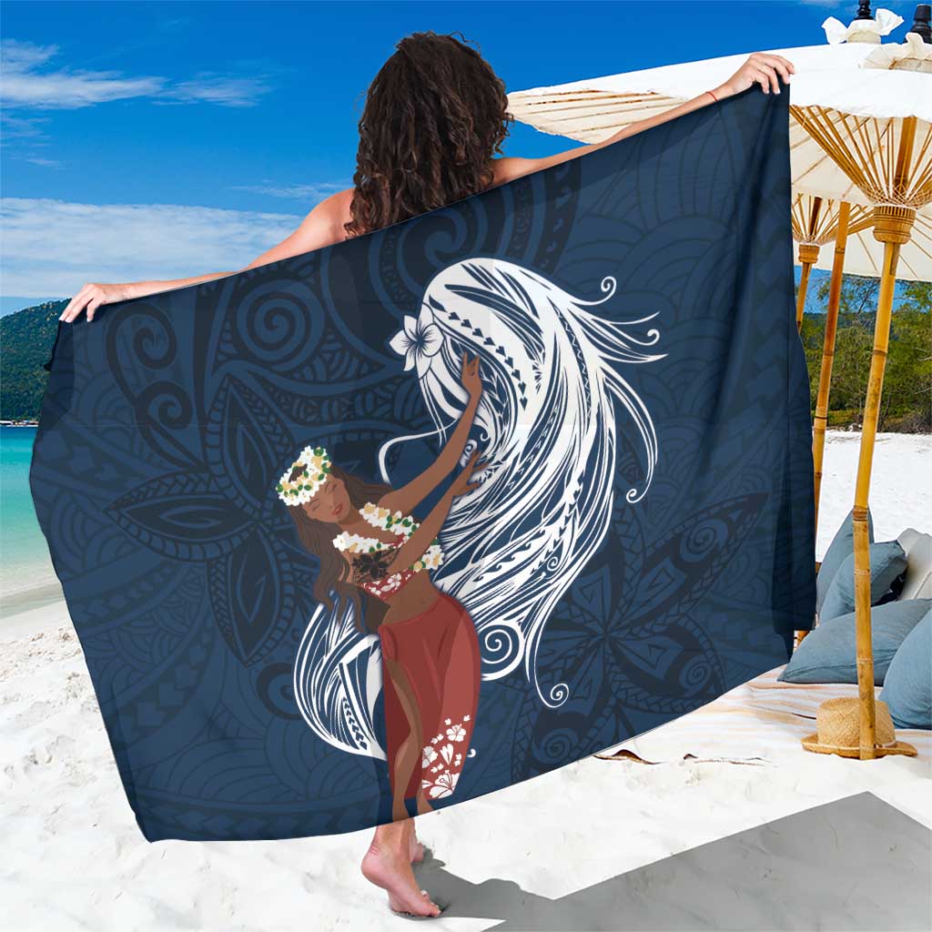 Tahiti Islands Polynesian Plumeria Sarong Tahitian Vahine 'Ote'a - Navy Blue LT7 One Size 44 x 66 inches Blue - Polynesian Pride