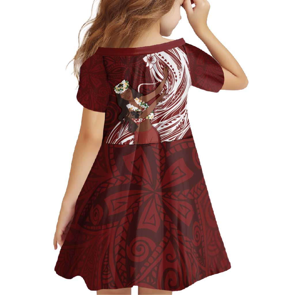 Tahiti Islands Polynesian Plumeria Family Matching Mermaid Dress and Hawaiian Shirt Tahitian Vahine 'Ote'a - Scarlet LT7 - Polynesian Pride