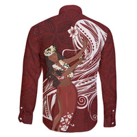 Tahiti Islands Polynesian Plumeria Family Matching Mermaid Dress and Hawaiian Shirt Tahitian Vahine 'Ote'a - Scarlet LT7 - Polynesian Pride