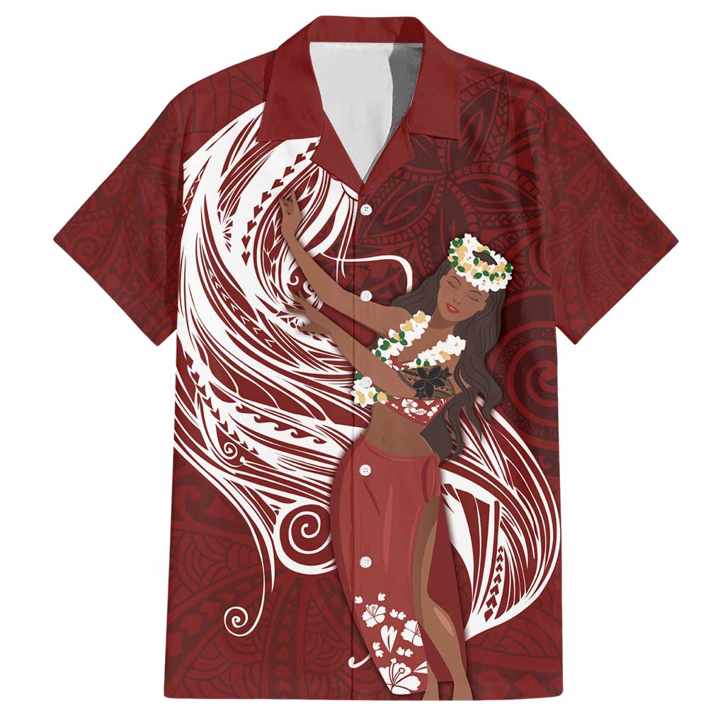 Tahiti Islands Polynesian Plumeria Hawaiian Shirt Tahitian Vahine 'Ote'a - Scarlet LT7 Red - Polynesian Pride
