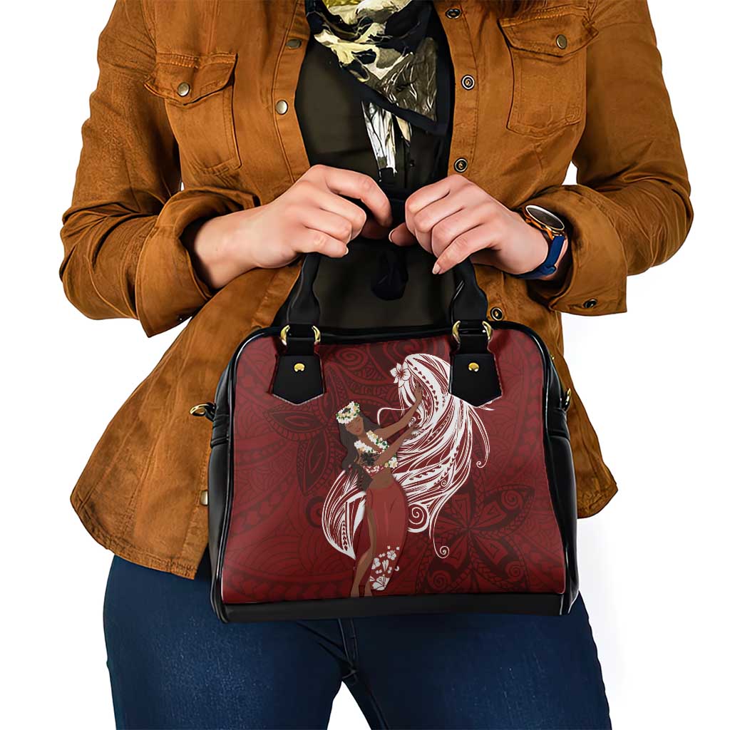 Tahiti Islands Polynesian Plumeria Shoulder Handbag Tahitian Vahine 'Ote'a - Scarlet
