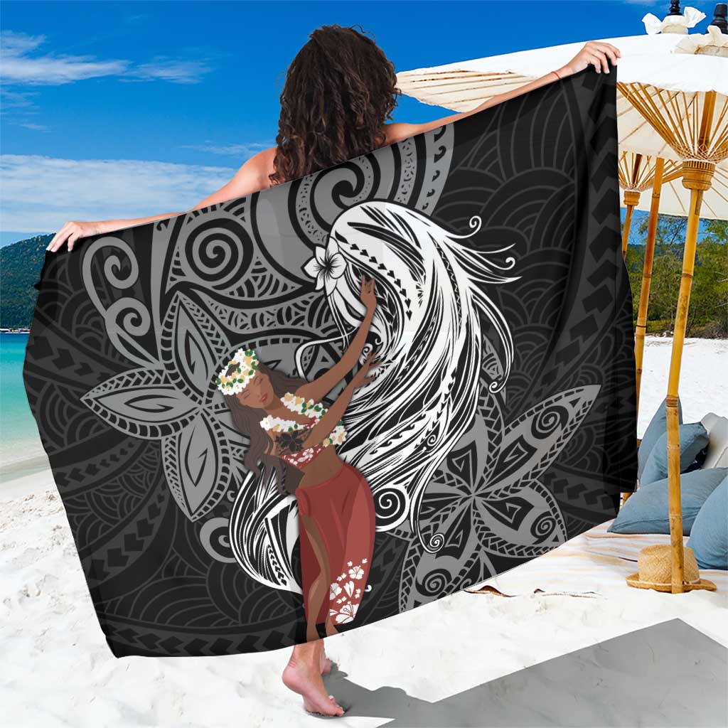 Tahiti Islands Polynesian Plumeria Sarong Tahitian Vahine 'Ote'a - Black LT7 One Size 44 x 66 inches Black - Polynesian Pride
