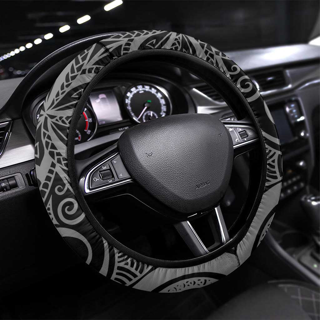 Tahiti Islands Polynesian Plumeria Steering Wheel Cover Tahitian Vahine 'Ote'a - Black LT7 Universal Fit Black - Polynesian Pride