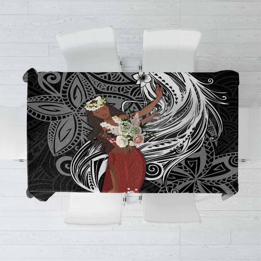 Tahiti Islands Polynesian Plumeria Tablecloth Tahitian Vahine 'Ote'a - Black LT7 Black - Polynesian Pride