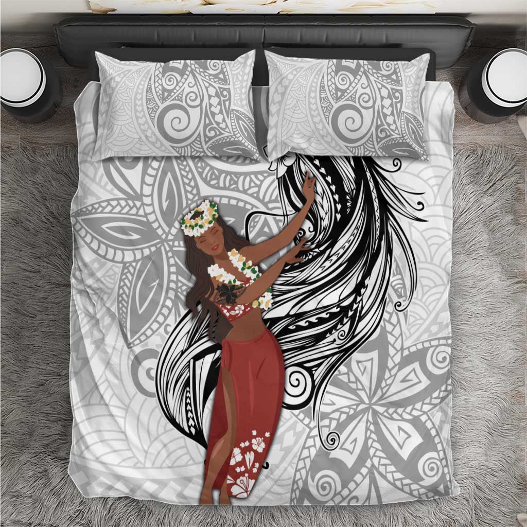 Tahiti Islands Polynesian Plumeria Bedding Set Tahitian Vahine 'Ote'a - White LT7 White - Polynesian Pride