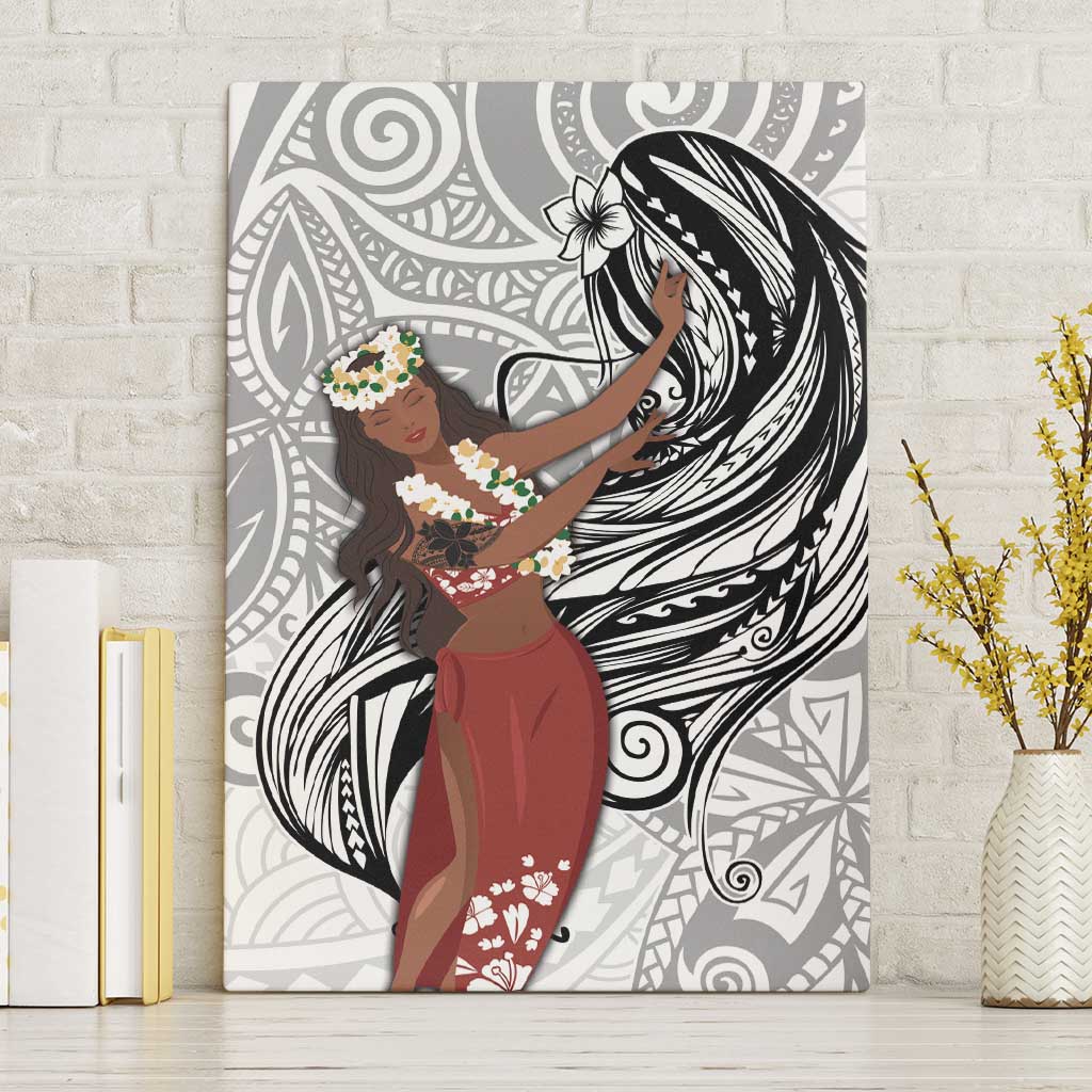 Tahiti Islands Polynesian Plumeria Canvas Wall Art Tahitian Vahine 'Ote'a - White LT7 Without Frame White - Polynesian Pride