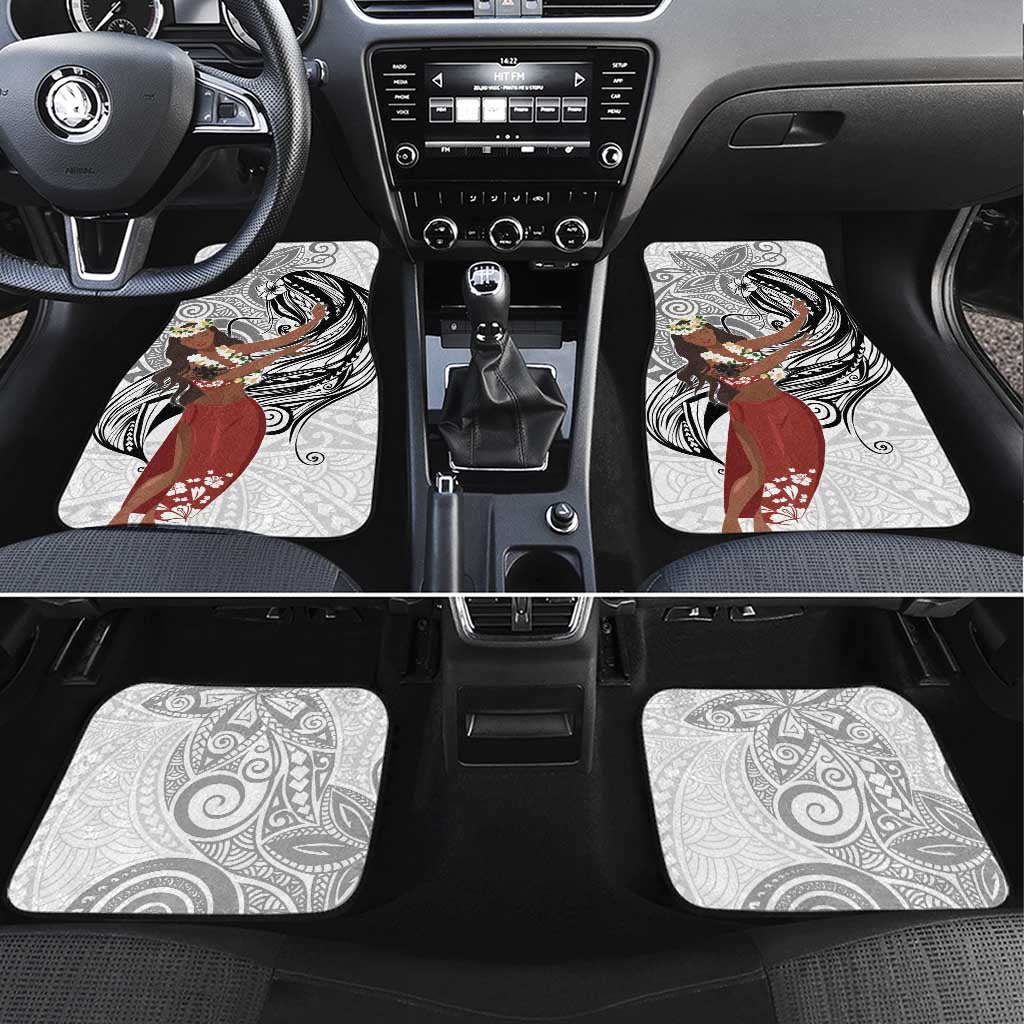 Tahiti Islands Polynesian Plumeria Car Mats Tahitian Vahine 'Ote'a - White LT7 Set 4pcs White - Polynesian Pride
