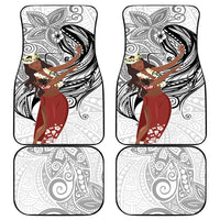 Tahiti Islands Polynesian Plumeria Car Mats Tahitian Vahine 'Ote'a - White