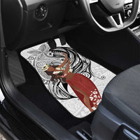 Tahiti Islands Polynesian Plumeria Car Mats Tahitian Vahine 'Ote'a - White