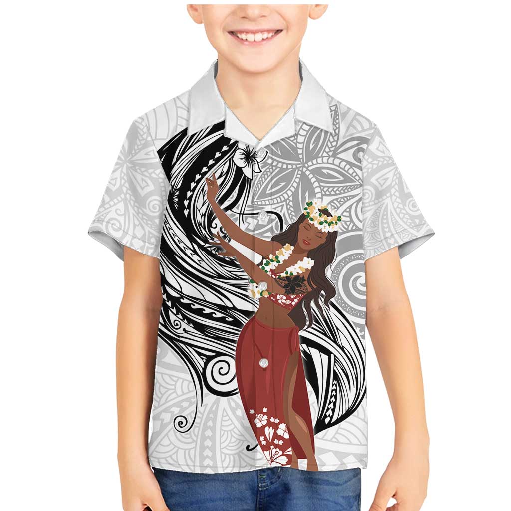 Tahiti Islands Polynesian Plumeria Family Matching Mermaid Dress and Hawaiian Shirt Tahitian Vahine 'Ote'a - White LT7 Son's Shirt White - Polynesian Pride