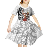 Tahiti Islands Polynesian Plumeria Kid Short Sleeve Dress Tahitian Vahine 'Ote'a - White