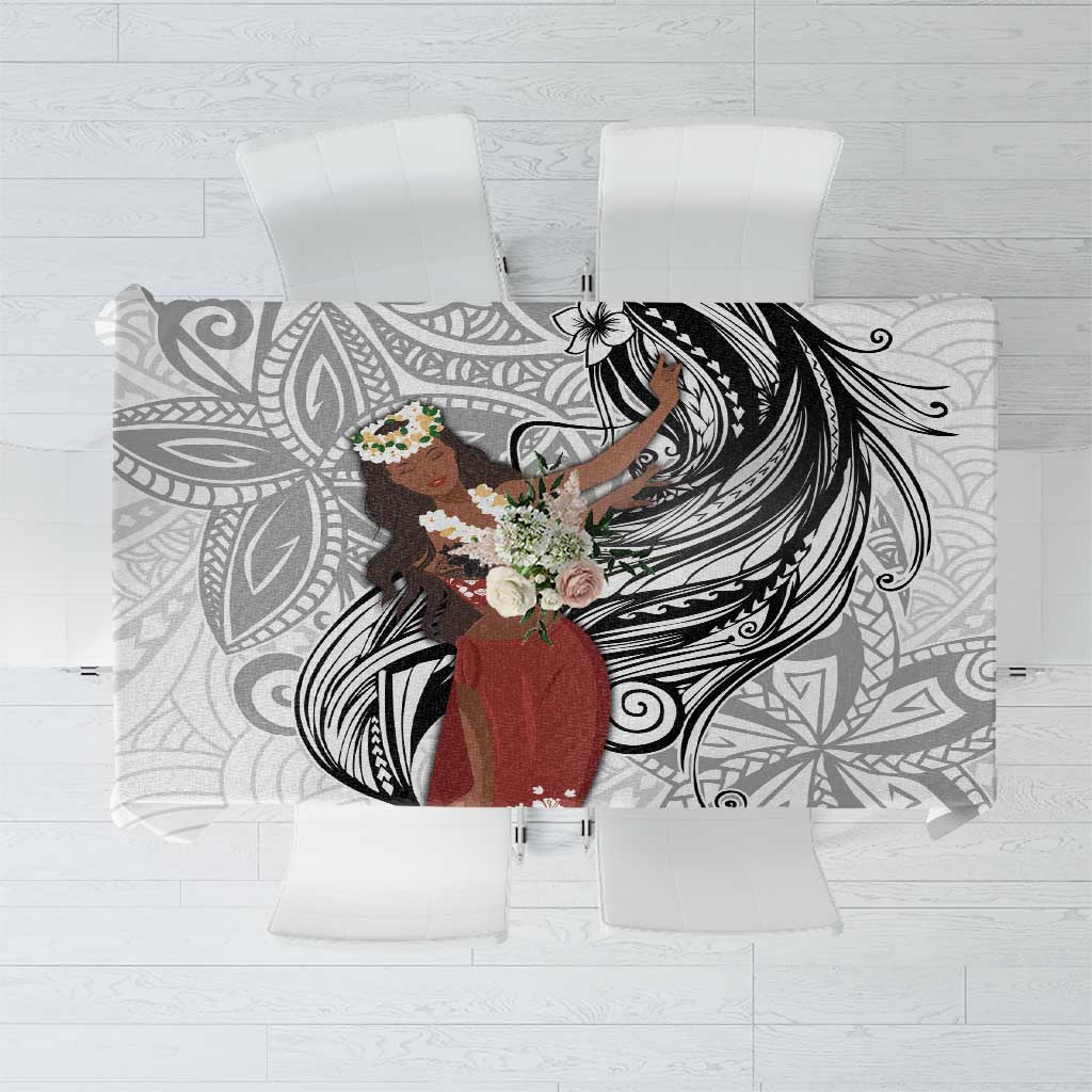 Tahiti Islands Polynesian Plumeria Tablecloth Tahitian Vahine 'Ote'a - White LT7 White - Polynesian Pride