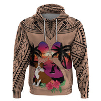 Polynesian Hoodie Dog Lover With Border Collie - Sunset At The Beach Brown Ver LT7 Brown - Polynesian Pride