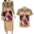 Polynesian Couples Matching Long Sleeve Bodycon Dress and Hawaiian Shirt Dog Lover With German Shepherd - Sunset At The Beach LT7 Coral - Polynesian Pride