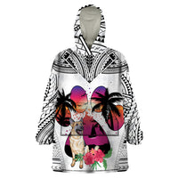 Polynesian Wearable Blanket Hoodie Dog Lover With German Shepherd - Sunset At The Beach White Ver LT7 One Size White - Polynesian Pride