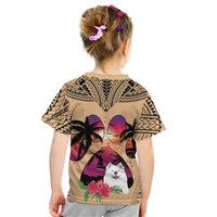 Polynesian Kid T Shirt Dog Lover With Samoyed - Sunset At The Beach LT7 - Polynesian Pride