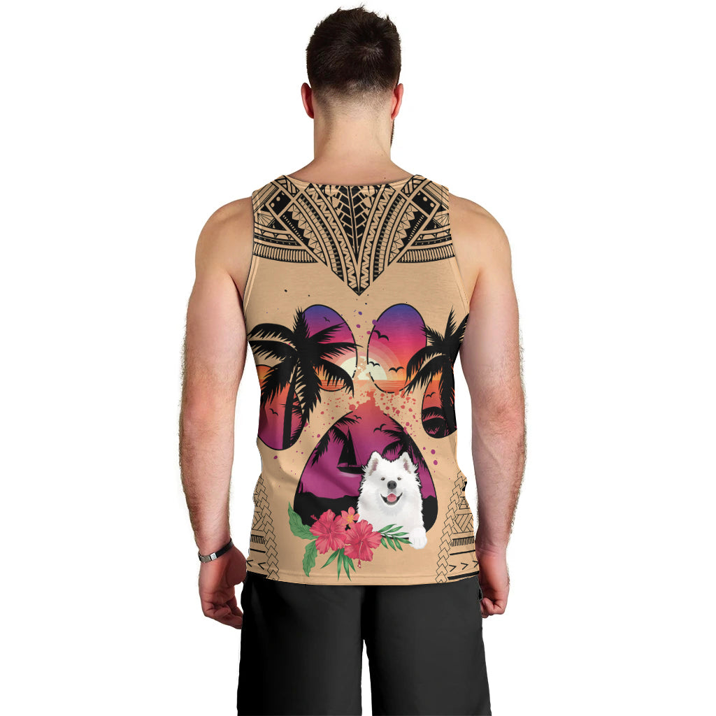 Polynesian Men Tank Top Dog Lover With Samoyed - Sunset At The Beach LT7 - Polynesian Pride